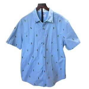 Old Navy Blue Pineapple Print Short Sleeve Button-Up Shirt – Large